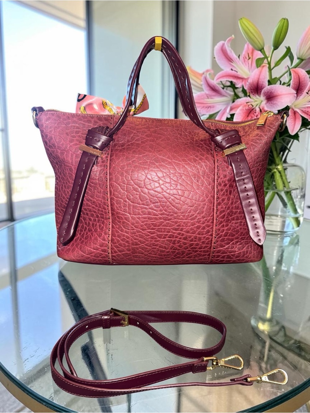 Ted Baker Olmia in OxBlood Crossbod Tote- Like New - Picture 3 of 13